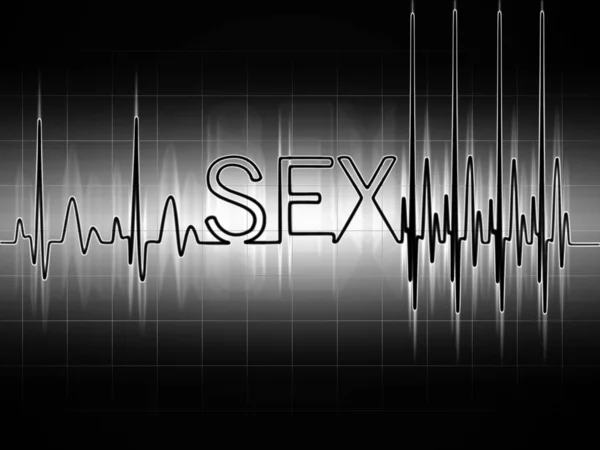 Cardiogram sign sex with glowing letters — Stock Photo, Image