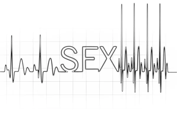Cardiogram sign sex with glowing letters — Stock Photo, Image