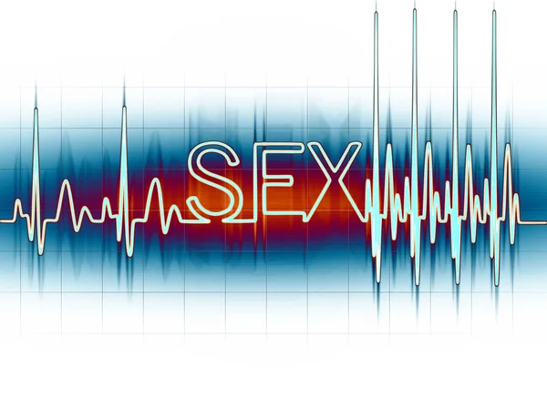 Elektrokardiogram tecken sex med glödande brev — Stockfoto