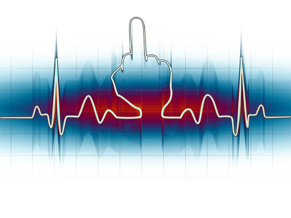 Cardiogram Middle finger Sign — Stock Photo, Image