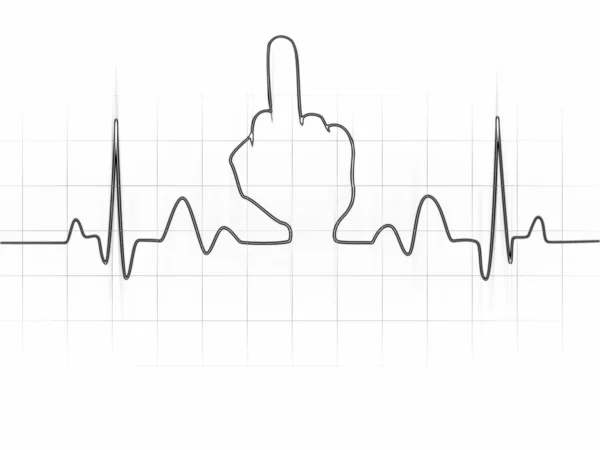 Cardiogram Middle finger Sign — Stock Photo, Image