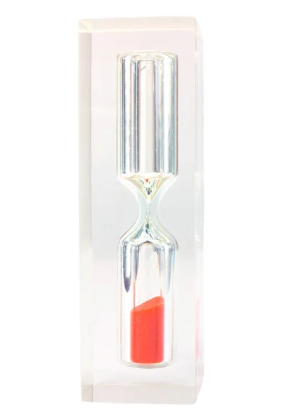 Sandglass with orange glass isolated on white — Stock Photo, Image