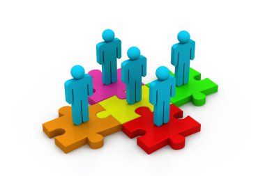jigsaw puzzle renkli parçalar üzerinde duran.
