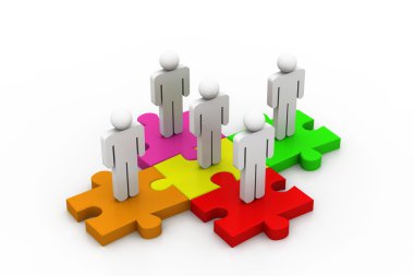 jigsaw puzzle renkli parçalar üzerinde duran.