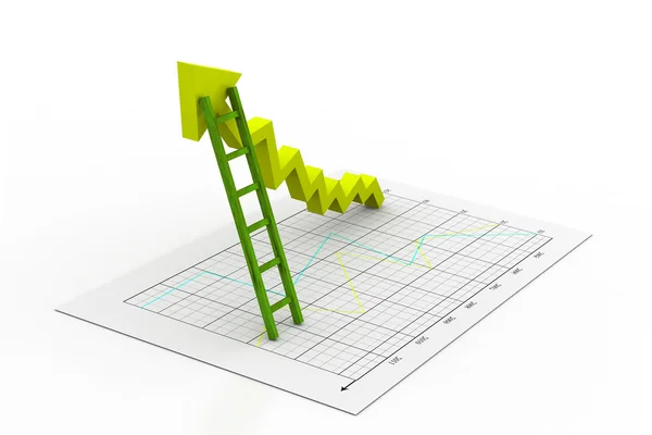 Zakelijke grafiek met ladder — Stockfoto