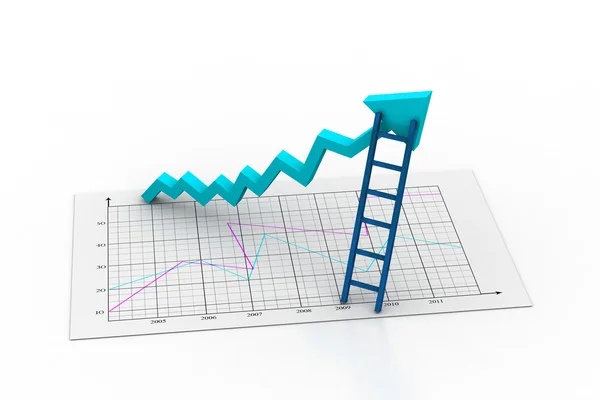 Business graph with ladder — Stock Photo, Image