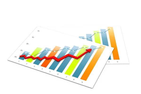 Geschäftsdiagramm mit Bericht — Stockfoto