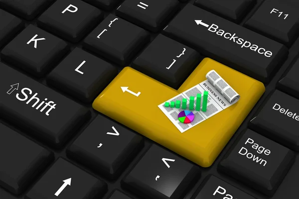 Business graph on computer key — Stock Photo, Image