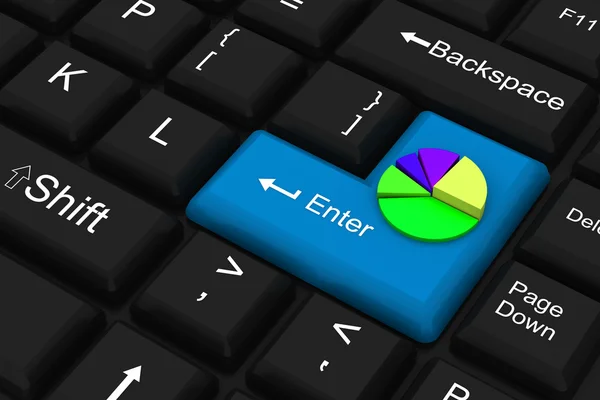 Colorful pie chart on enter key — Stock Photo, Image