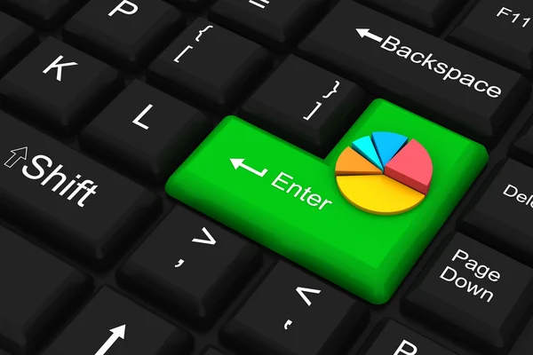 Colorful pie chart on enter key — Stock Photo, Image