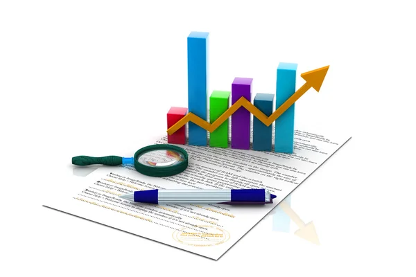 Business graph with report — Stock Photo, Image