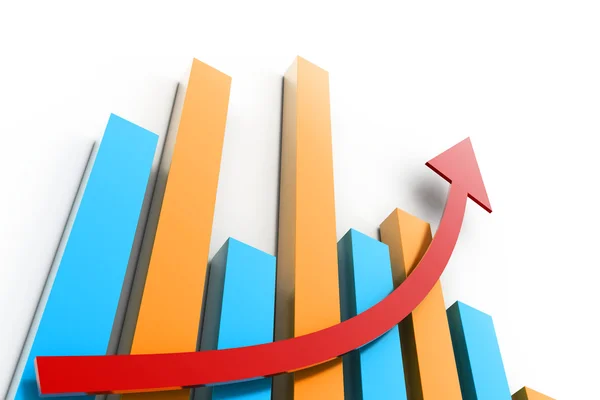 金融ビジネス統計と赤の矢印 — ストック写真