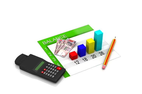 Financial graph, chart with money — Stock Photo, Image