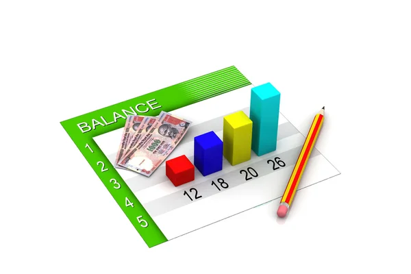 Financial graph, chart with money — Stock Photo, Image