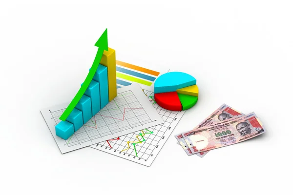 Financial graph, chart with money — Stock Photo, Image