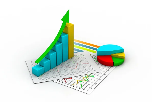 Finansal bir grafik grafik para ile — Stok fotoğraf