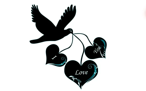 Bird and love symbol — Stock Photo, Image