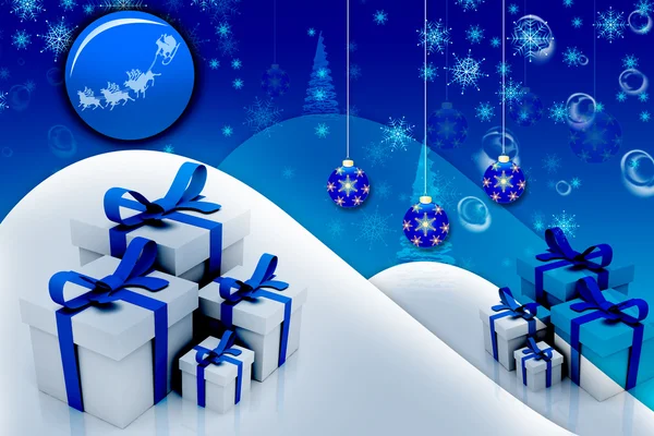 Winter background with gift box — Stock Photo, Image