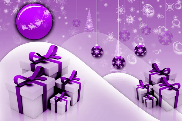 Winter background with gift box — Stock Photo, Image