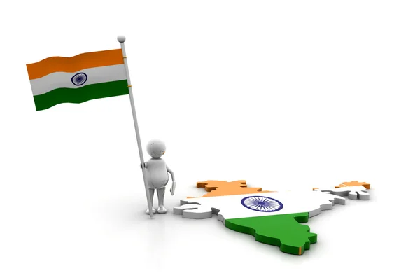 Person with Indian flag and map — Stock Photo, Image