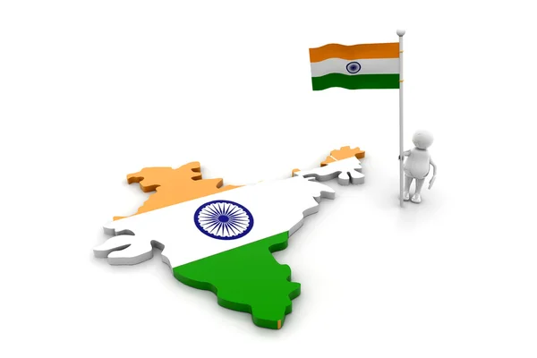 Pessoa com bandeira e mapa indianos — Fotografia de Stock