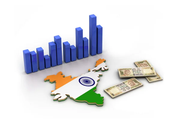 India mappa e valuta — Foto Stock