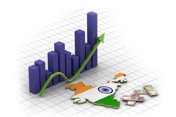 India map and currency — Stock Photo, Image