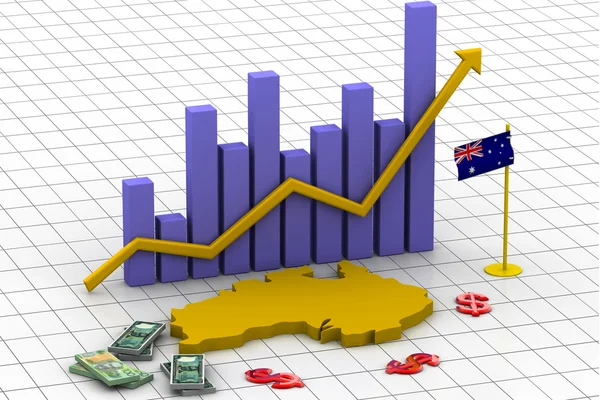澳大利亚地图和货币 — 图库照片
