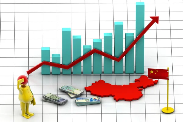 China Karte und Währung — Stockfoto