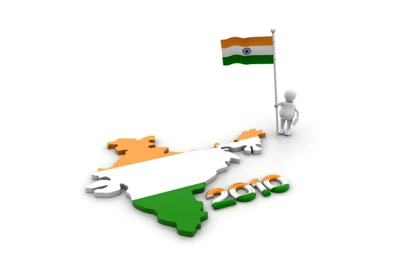 Person with Indian flag and map — Stock Photo, Image