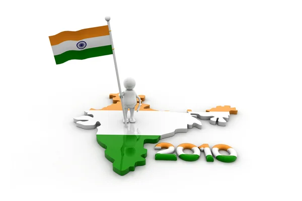 インドの旗および地図を持つ人 — ストック写真