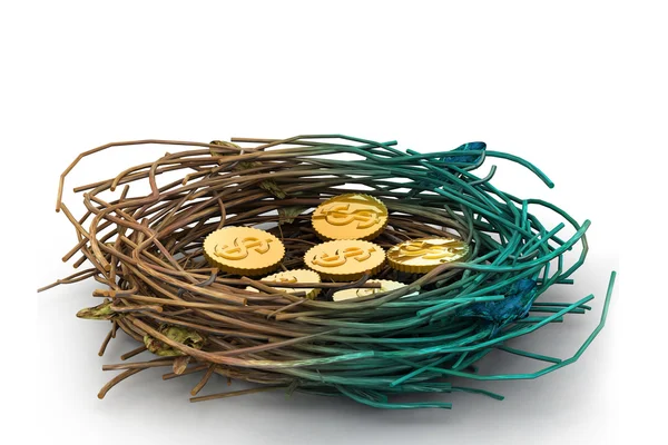 Dollar coin in nest — Stock Photo, Image