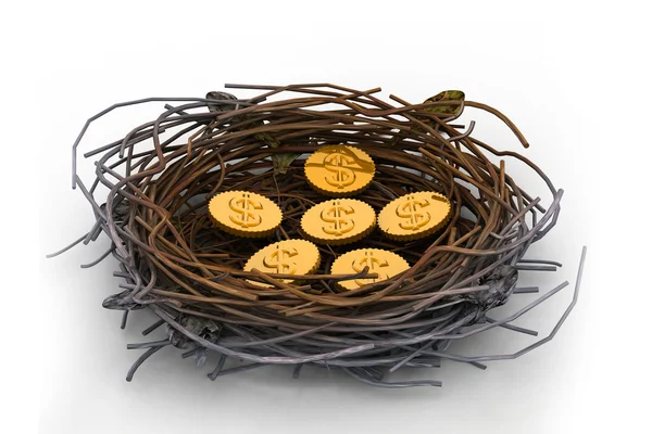 Dollar munt in nest — Stockfoto