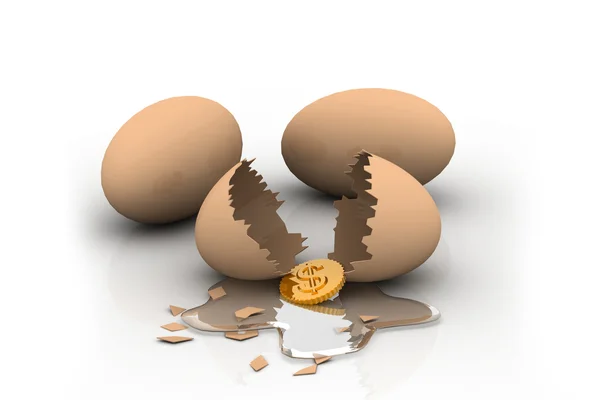 Broken egg with dollar coin — Stock Photo, Image