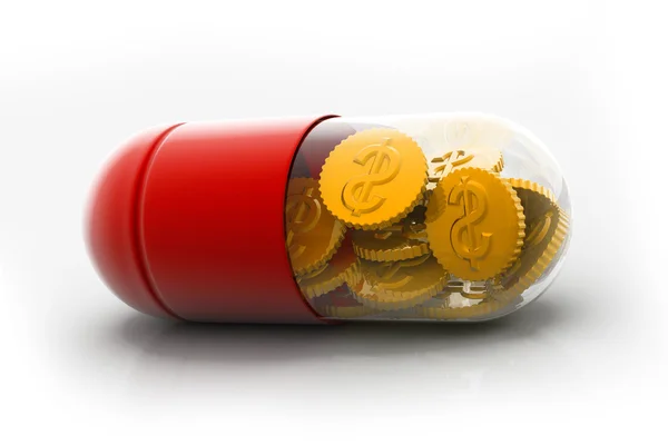 Pille mit Dollarmünze gefüllt — Stockfoto