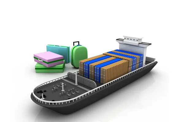 Navire cargo et valises — Photo