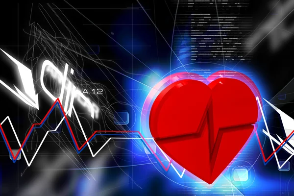 Srdce EKG心電図を心します。 — ストック写真