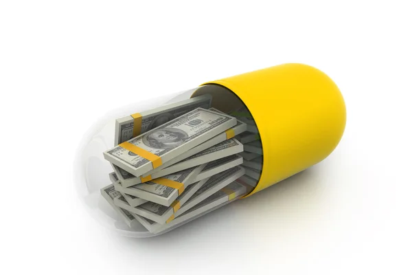 Money inside a capsule — Stock Photo, Image