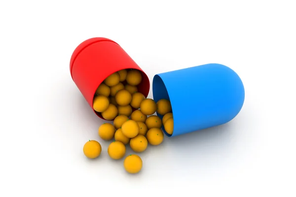 Open medical capsule with fruit — Stock Photo, Image