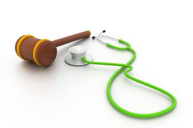 Steteskop ve beyaz arka plan üzerinde izole tokmak.