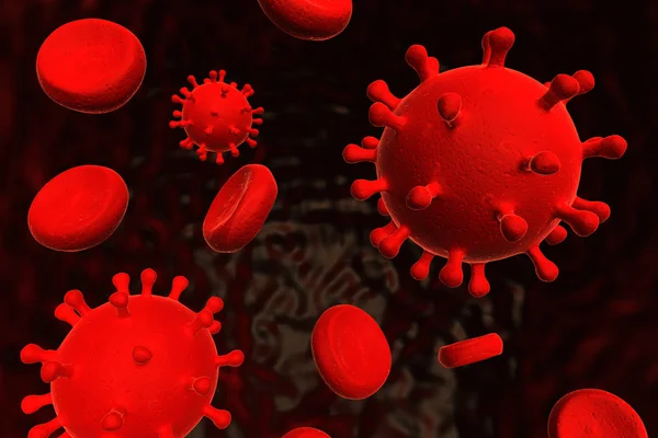 Células sanguíneas e vírus — Fotografia de Stock