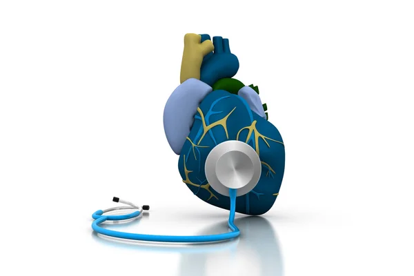 Stethoscope on a heart — Stock Photo, Image