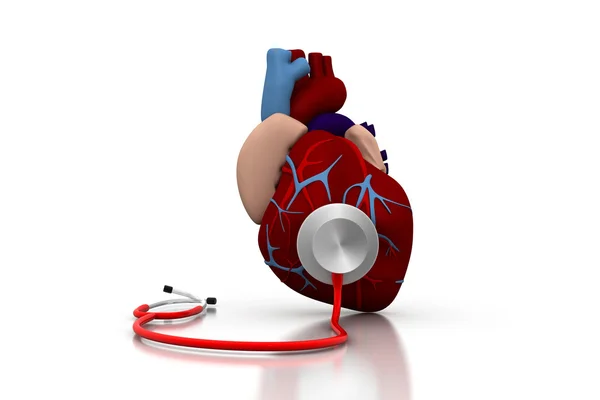 Stethoscope on a heart — Stock Photo, Image