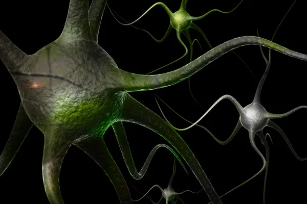 Neurone rendu 3d sur fond blanc — Photo