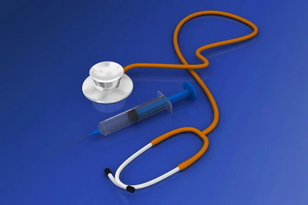 Stethoscope and syringe — Stock Photo, Image