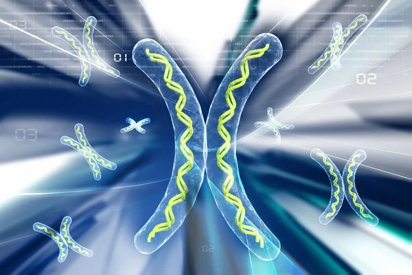 Хромосома в цифровому фоні — стокове фото