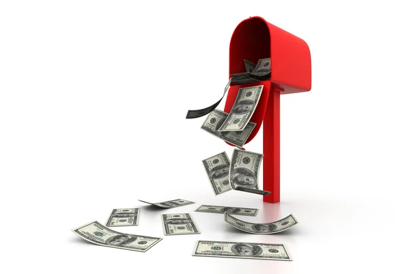 Money in mailbox — Stock Photo, Image
