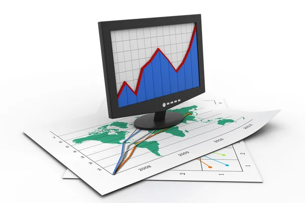 Gráfico de negocio en monitor —  Fotos de Stock