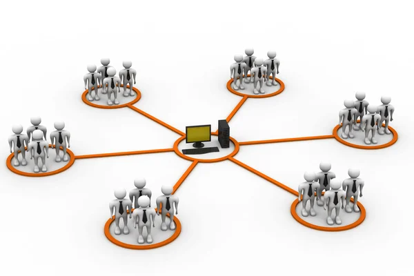 Business network around the computer — Stock Photo, Image