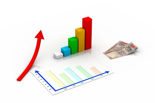 Graph showing rise in profits or earnings — Stock Photo, Image